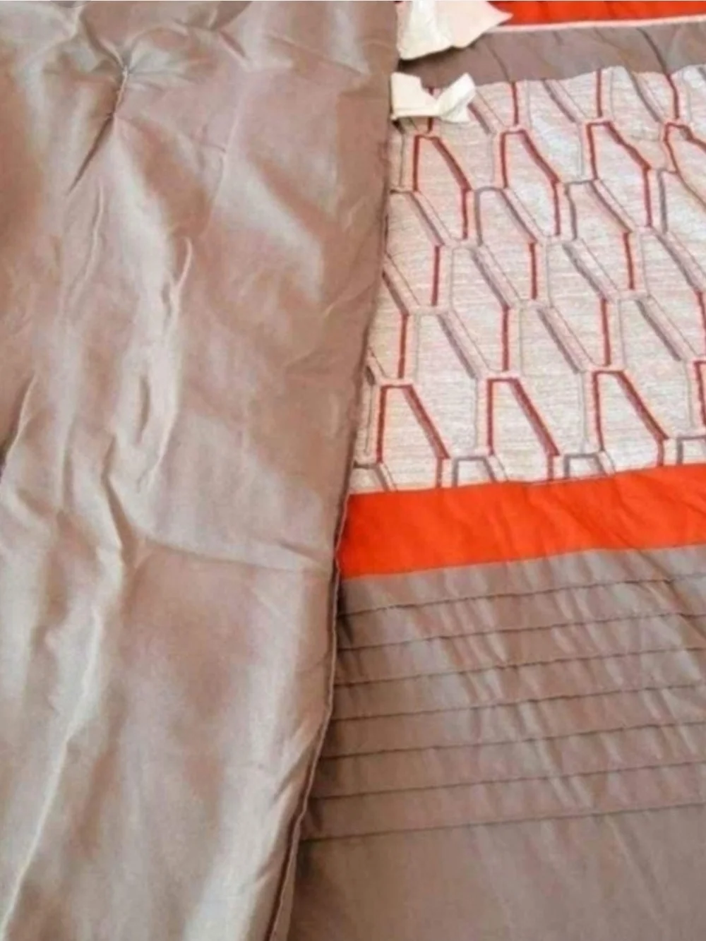 Modern Geometric Quilt Cover in Gray and Orange Bed Comforter Queen